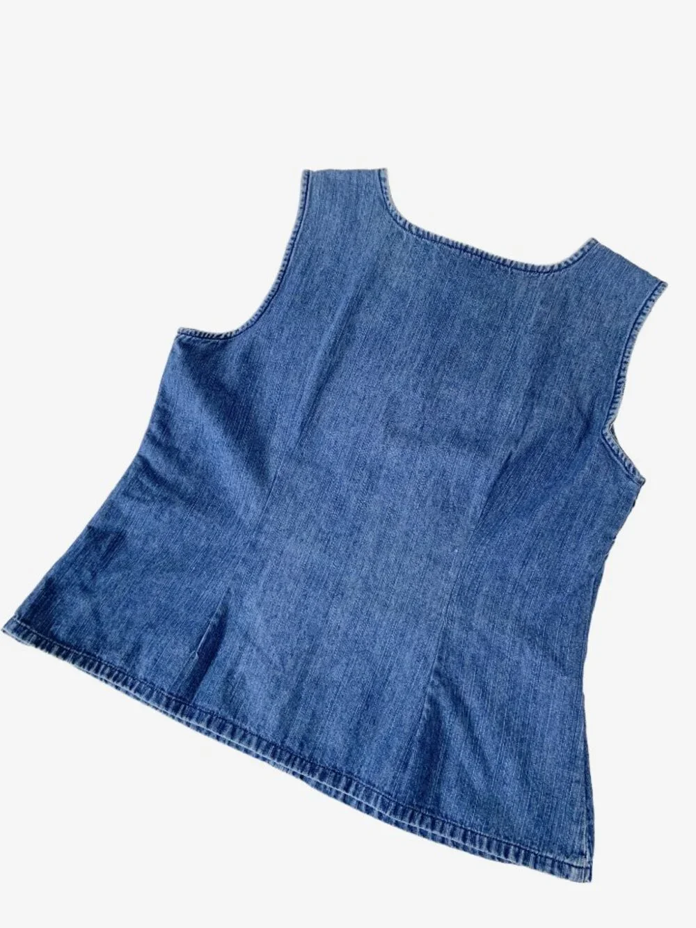 Vintage Sleeveless Denim Top with Side Seam Button Closure / size L-XL - Picture 10 of 11